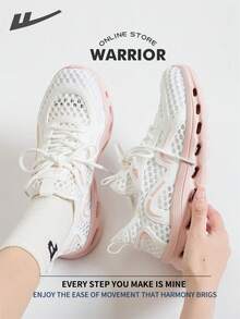 WARRIOR 女款时尚复古运动鞋，春夏舒适跑步鞋，简约休闲又不失时尚感，四季皆宜，耐磨耐穿，适合全天穿着的训练鞋。 - 白/粉 - 查看 3