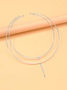 1 chiếc vòng cổ nhiều lớp đính đá theo phong cách tối giản Âu-Mỹ, phụ kiện dây chuyền đeo quai xanh thời trang và đa năng. - Giọt nước hai lớp - Xem 9