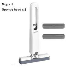 Fregona de limpieza para el hogar, Mini fregona plegable autosujetante para fregar el suelo, herramienta de limpieza para ventana de escritorio y coche - 1 fregona - 2 esponjas - Ver 4