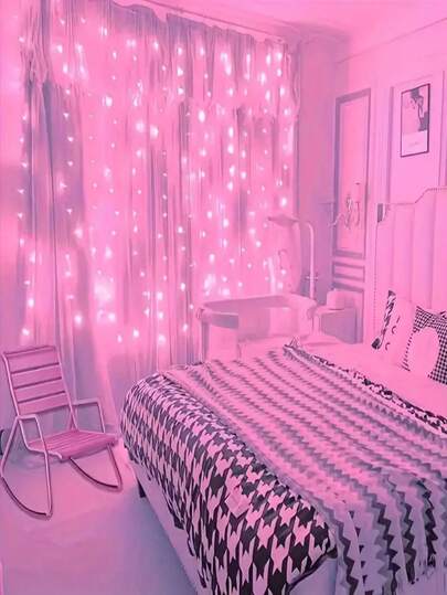 1 bộ đèn dây rèm LED màu hồng 200 bóng, USB, kích thước 118.11in x 78.74in, kèm điều khiển từ xa, trang trí phòng ngủ - 8 chế độ chiếu sáng, đèn LED cổ tích, đèn treo cây trang trí cho Giáng sinh, Halloween, mùa hè, mùa thu, đám cưới, sinh nhật, quà tặng năm mới.