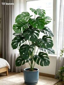 85/100cm 人造龜背竹仿生棕櫚植物，熱帶風情人造景觀植物，適合裝飾居家、庭院、辦公室、派對與婚禮，亦是情人節、生日、畢業及各種場合的完美禮物 - 彩色 - 查看 5