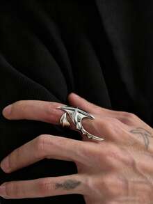 1pc Personalized Asymmetrical Exaggerated Cyberpunk Gothic Hip-Hop Punk Alien Ring Alloy Ring Jewelry Clothing Accessories - Ring - View 3