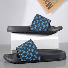 Men's Casual Slippers, Comfortable One-Strap Slides, Round Toe, Fashionable Outdoor Beach Sandals For Men - Blue - View 7