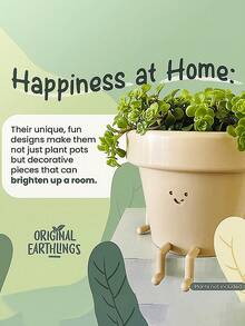Smiling Face Planter: Unique Smiling Face Shaped Succulent Plant Pot, With Drainage Hole At The Bottom, An Interesting And Unique Succulent Plant Pot, Suitable For Indoor And Outdoor Decoration - A - View 6