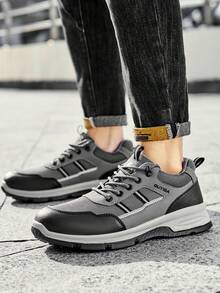 Men's Steel Toe Safety Shoes, Classic Series, Anti-Smash And Anti-Puncture, Comfortable And Fashionable Rubber Sole, Black Functional Work Shoes For All Seasons - Grey - View 4