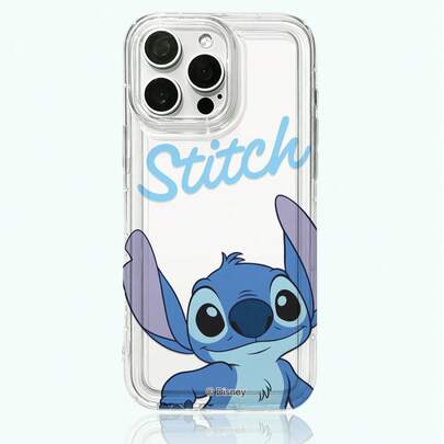 1 pieza Nueva Funda protectora anti-caída con cojín de aire, diseño gráfico de Stitch de Disney con licencia oficial, cubierta de protección gruesa compatible con Apple iPhone 17 Pro Max/Air, 16, 11/12/13/14 Plus, XR, 15 Pro Max