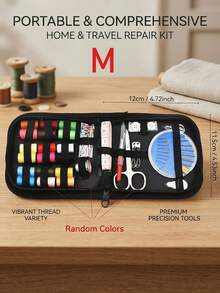 Multifunctional Portable Sewing Tool Kit: Includes Thread Box, Mending Tools, Needle Threader And Hand Sewing Supplies. This Sewing Kit Is Designed In A Compact Size, Easy To Use For Both Students And Adults. An Essential Gift For Travel Season, Graduation Season, Back To School Season, Father's Day, Mother's Day And Other Holidays. - Multicolor - View 6