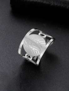1pc Minimalist Stainless Steel Virgin Mary Adjustable Open Ring, Lucky Fashion Ring For Men And Women, Gift For Friends - Simple Series - View 3