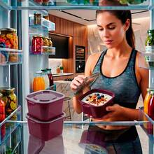 Set Of 3 PP5 280ml Plastic Containers For Microwave And Dishwasher - 酒紅色 - 查看 4