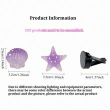 4pcs Transparent Glitter Starfish & Shell Resin Car Air Vent Clip Decor, Fragrance-Free - A - View 7