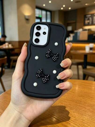 1pc 2026 DIY Bow & Macaron Design Phone Case, Cute Creative Novelty Fashionable Phone Case