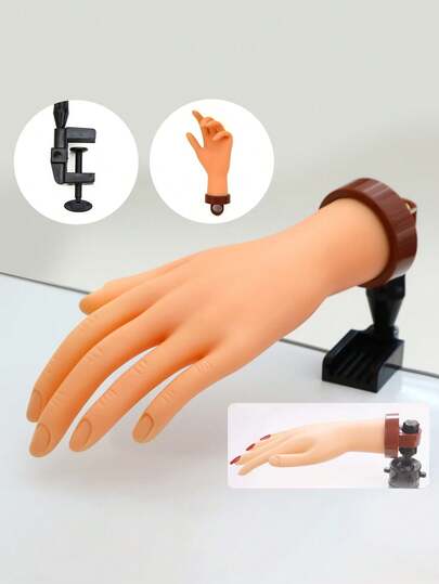 1pc/3pcs Flexible PVC Fake Hand Model Nail Practice Tool Set, Suitable For Beginners Nail Practice, Comes With Practice Hand Frame, Applicable For Nail Practice And Manicure Training