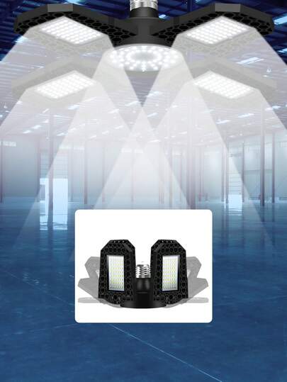 LED车库灯泡 E26/E27 UFO高棚灯 110/220V 可变形可折叠 4叶片风扇 适用于停车场、室内篮球场、车间、棚屋、吊灯、工业厂房、商店、地下室、商业天花板照明 无频闪 护眼 AC100-277V 180/210/240颗LED灯珠