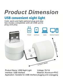 [Đèn ngủ USB] Đèn ngủ mini USB 1 cái/6 cái, LED, nguồn USB, tùy chọn ánh sáng trắng ấm/hồng/xanh dương, dùng cho nhà, xe hơi, phòng ngủ, bàn làm việc, đèn trang trí xe, đèn ngủ để bàn, đèn ngủ cạnh giường. - Nhiều màu - Xem 11