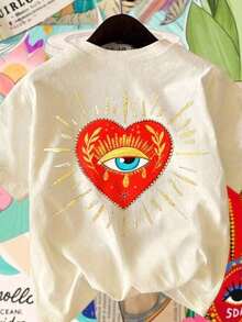 Camiseta de mujer de manga corta, cuello redondo, casual de verano - Albaricoque - Ver 4