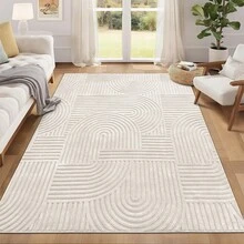 Pauwer Washable Area Rugs For Living Room Modern Beige Solid Color Soft Fluffy Rugs For Bedroom Non Slip Boho Accent Indoor Mat Floor Carpet Cover For Kids Room Dining Room Kitchen Office, Beige - Beige - View 11