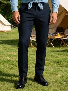 Men's Suit Pants, Casual Pants, Sports Pants, Business Pants - Essential For Successful Professionals, Suitable For All Seasons - Navy Blue - View 2