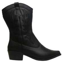 Bota Boiadeira Feminina Texana Western Bico Fino Cano Médio 02.01 - Preto - Visão 15