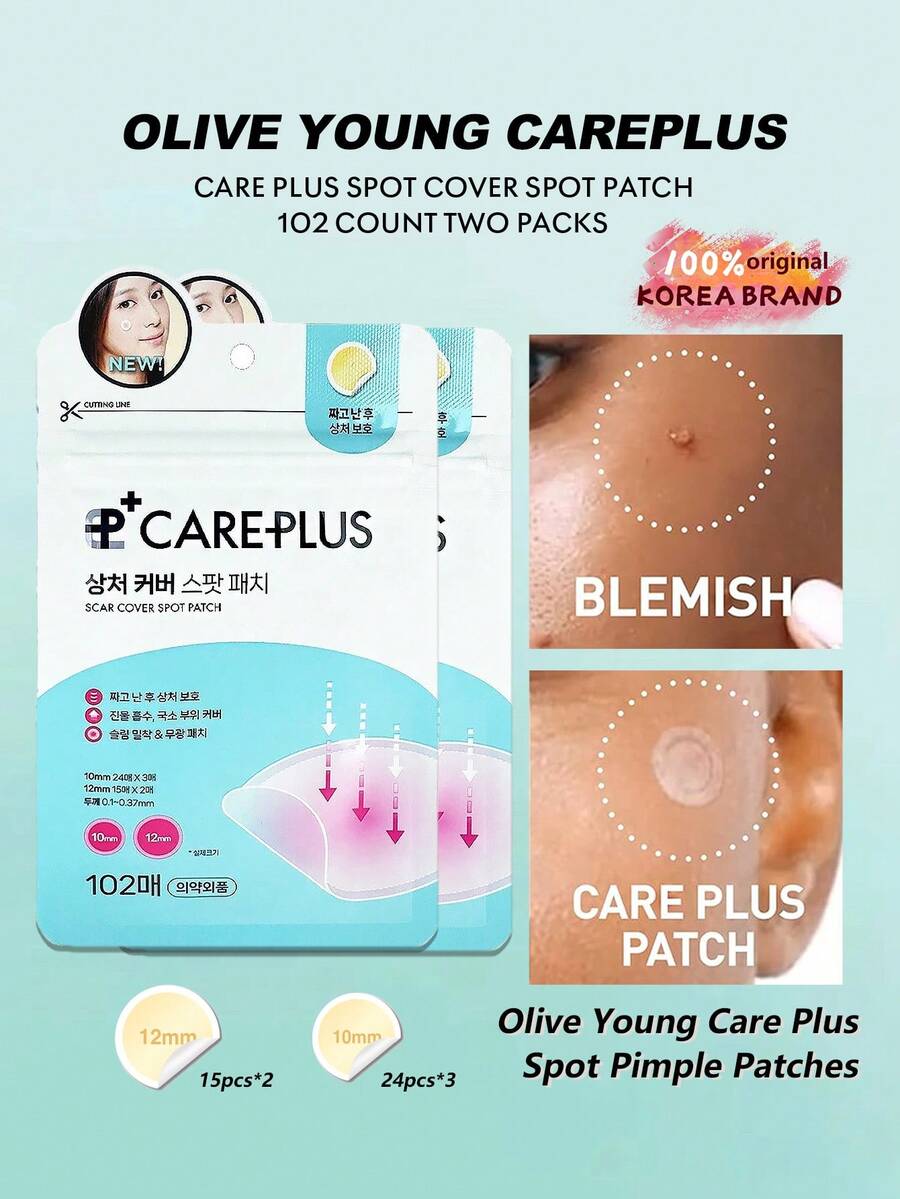 Olive Young Care Plus 痘痘遮瑕貼 102入 兩包組 - 102 Count Two packs - 查看 1