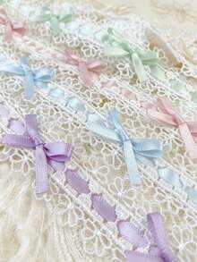 1pc Colorful Ribbon With Bow Lace Trim, Suitable For DIY Clothing, Gift Box Packaging, Embroidery, Weaving, Sewing Edging, Decorative Lace Accessories, Sewing Supplies - Multiple Styles - View 3