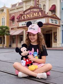 Disney 2pcs/Set Young Girl' Summer Outfit, Short Sleeve T-Shirt & Ruffled Skirt - Black - View 3