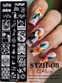 Bộ 5 khuôn dập móng nghệ thuật phong cách nhiệt đới mùa hè, bao gồm các họa tiết cây cọ, chim hồng hạc, sao biển, cá heo, hoa, khuôn dập móng bằng thép không gỉ, thích hợp cho việc tự làm móng theo chủ đề bãi biển, dụng cụ và đồ dùng trang trí móng nghệ thuật chủ đề đại dương. - Bạc - Xem 4