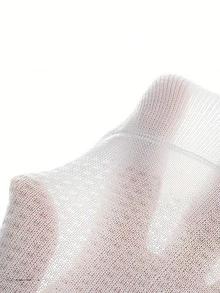 5 Pairs Men's Thin Mesh Breathable Running Sports Socks, Minimalist Solid Color & Striped Short Crew Socks For Summer - Multicolor - View 5