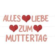 Muttertag Dekoration Alles Liebe zum Muttertag Glitzernde Hängende Girlande Herz Papier Banner für Mama Geburtstag Party Dekoration and Fotohintergrund - Rosgold - Übersicht 8
