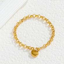 1 pieza Brazalete chapado en oro, diseño elegante europeo y americano, brazalete minimalista de nicho chic, adecuado para uso diario - pulsera de amor - Ver 2