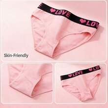 10-Pack Women's High Waist Briefs, Soft Skin-Friendly Breathable Cotton Underwear, LOVE Print Elastic Waistband Panties, Multicolor Casual Daily Wear - Nhiều màu - Xem 9