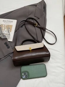 复古优雅小方手提包，新款小众百搭通勤单肩斜挎包，女士 - 咖啡 - 查看 8