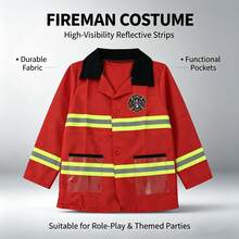 Kids Firefighter Costume Full Set, Realistic Helmet Gear, Roleplay Cosplay Outfit For Boys And Girls, Profession Experience, Stage Performance, Fun Firefighter Toy Props - WY06-c Firefighter Suit Long-sleeved Seven-piece Set - View 7