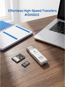 1/3/5 Pcs  USB 3.0 SD Card Reader, 2-In-1 Dual Slot Flash Memory Card Adapter For SD SDXC SDHC Micro SD MicroSDXC TF Cards, High-Speed 5Gbps Camera Card Viewer For PC, Laptop,  And Windows - View 3