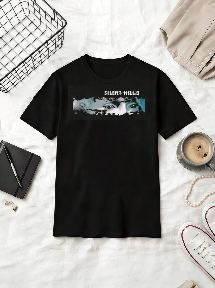 Silent Hill 2 T-Shirt, Vintage 90s Bootleg Style Pyramid Head Tee, Retro Horror Gamer Shirt - Black - View 1