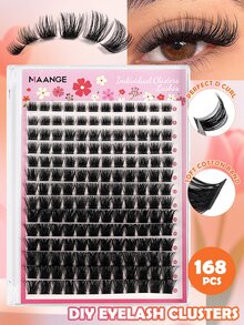 MAANGE 168片超浓密睫毛簇，超大容量睫毛盒，持久卷翘自然睫毛嫁接，打造浓密迷人睫毛，8-16毫米浓密睫毛簇，适合新手，打造丰盈卷翘的迷人睫毛，睫毛簇，单根睫毛，假睫毛，混合长度，母亲节礼物，经济实惠的睫毛礼盒 - D - 查看 13