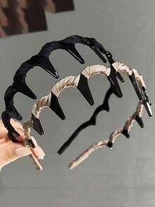 2 Peças Faixa de Cabelo Ondulada de Coroa Alta para Mulheres, Grampos de Cabelo Antiderrapantes para Uso Externo, Lavagem do Rosto, Fixação de Fios Rebeldes, Festival, Festa - Multicolorido - Visão 15