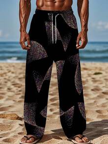 Abstract Galaxy Particles Swirl In Luminous Arcs Symbolizing Infinite Cosmic Energy And Festive Seaside Spirit Beach Pants For Men Lightweight 3D Printed Summer Wear - trắng - Xem 1