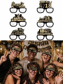 3pcs/2pcs/1pc-21st Birthday Glasses, 18th Birthday Glasses. Cool Birthday Party Glasses - Black & Gold Fun Glasses, Birthday Decoration Glasses, Suitable For Birthday Party Photo Props, Birthday Host Costume, Birthday Party, Birthday Party Decorations, Also Can Be Used As Photo Props. Birthday Hat, Vintage Birthday Party Costume Accessories, Suitable For 18, 21, 30, 40, 50, 60, 70th Birthday Party Atmosphere Decoration, - Multicolor - View 2