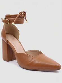 MODARPE Medium Block Heel Pointed Toe Pump S05 - Óxido marrón - Ver 2