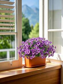 1 ramo de 33.5 pulgadas/85 cm de flores artificiales de violeta de seda colgantes - Violeta real simulada realista, orquídea púrpura falsa, adecuada para bodas, hogar, jardín, decoración interior/exterior (pétalos, plantas colgantes en maceta), decoración de fiestas, habitación, hogar, pared, baño, dormitorio, decoración de habitación, accesorios de mesa - Morado - Ver 2