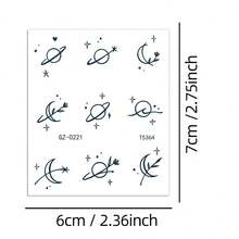 6 PCS Natural Herbal Juice Temporary Tattoo Stickers Waterproof Semi Permanent Butterfly Flower Moon Diamond Realistic Body Art For Finger Neck Shoulder - Black - View 8