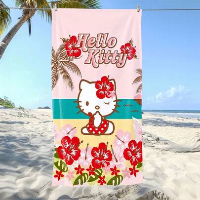 SANRIO 1 chiếc khăn tắm biển mềm mại in hình Hello Kitty, chất liệu sợi siêu mịn, thích hợp cho bãi biển, hồ bơi, cắm trại và du lịch, phòng tắm, tập thể dục, yoga. Khăn tắm sợi siêu mịn mềm mại và thoải mái, cực kỳ dễ chịu, khăn tắm biển thời trang, khăn tắm siêu thấm hút, nhẹ và dễ mang theo, chống gió và chống nắng, chống cát cho du lịch mùa hè, trang trí phòng tắm khi đi nghỉ mát. Bạn sẽ hối tiếc nếu không mua chiếc khăn tắm biển này, một vật dụng không thể thiếu cho mùa hè.