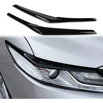 Dành cho Camry thế hệ thứ 8, tương thích với các đời xe 2024, 2023, 2022, 2021, 2020, 2019, 2018 (Không phù hợp với đời 2025 trở lên). Ốp viền đèn pha ngoại thất kiểu dáng hầm hố - Màu đen bóng.