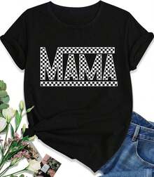 1 T-Shirt, EUOW Mama T-Shirt For Women, Cute Graphic Tees For Mother's Day, Casual Boho Style, T-Shirts For Grandma, 100% Cotton, 180g, 100% Cotton, Designs Are Printed. Unisex. - 白色 - 查看 7