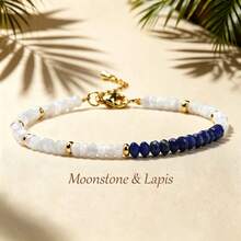 1 chiếc vòng tay điều chỉnh được, làm từ các hạt đá tự nhiên 2x4mm như Beryl, Lapis Lazuli, Amethyst, Garnet, vòng tay hạt nhỏ tinh tế, phù hợp cho phụ nữ đeo hàng ngày, món quà tuyệt vời dành cho bạn bè và mẹ. - Nhiều màu - Xem 6