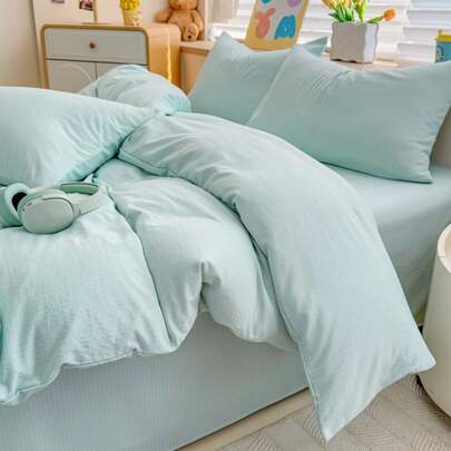 Bộ chăn ga gối mềm mại và thân thiện với da, màu trơn, họa tiết jacquard, không kèm vỏ gối, mềm mại như mây, phù hợp với giường cỡ Full/Queen/King/Twin, thấm hút mồ hôi và thoáng khí, có thể giặt máy, thích hợp cho phòng ngủ chính, phòng khách, ký túc xá, khách sạn/nhà nghỉ, trang trí phòng, sử dụng được quanh năm.