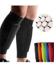 2pcs Honeycomb Collision Protection Leg Guards, Sports Protective Gear For Football, Running, Basketball, Cycling! Made Of High-Elastic Breathable Fabric With Honeycomb Cushion Structure, Effectively Protects Against Collision And Kicking, Also Relieves Exercise Fatigue, One-Piece Fit Design Prevents Curling, Keeping You Safer And More Comfortable During Sports. - Multicolor - View 11