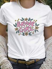Camiseta de mujer valiente con cuello redondo - cómodo y y, esta camiseta casual corta-Sve es perfecta para la primavera, el verano y el otoño - Yo para la moda femenina cotidiana - Blanco - Ver 2