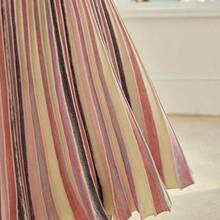 PREMIUM WOMEN'S ELEGANT VACATION STYLE COLORBLOCK RAINBOW OMBRE PLEATED SWEATER SKIRT - Morado - Ver 3
