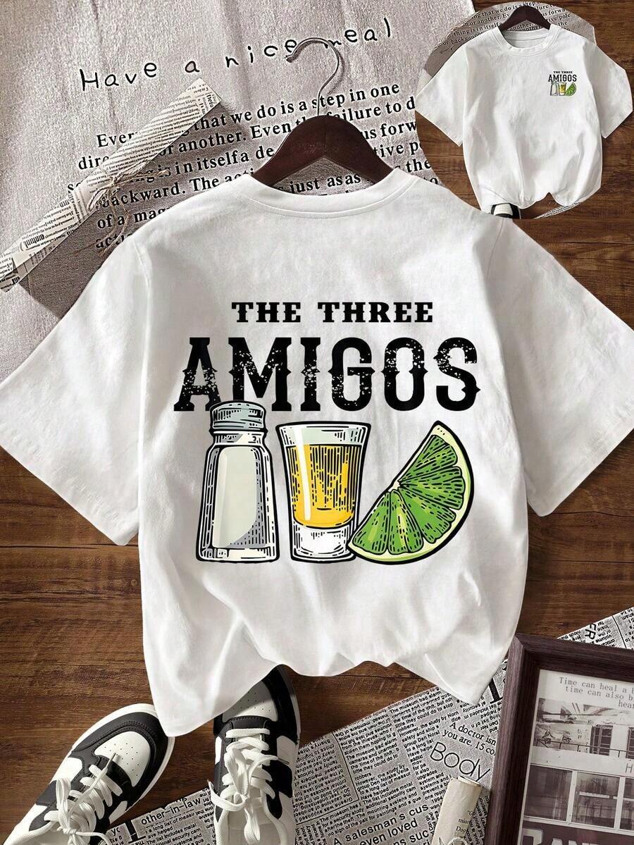 Short-Sleeved T-Shirt With Turtle Letter Print, Casual Summer - Multicolor - View 1